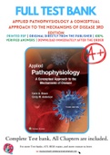 Test Bank for Applied Pathophysiology A Conceptual Approach to the Mechanisms of Disease 3rd Edition By Carie Braun; Cindy Anderson Chapter 1-20 Complete Guide A+