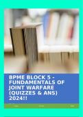 BPME BLOCK 5 - FUNDAMENTALS OF JOINT WARFARE (QUIZZES & ANS) 2024!!