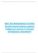 INST 203 INDIGENOUS STUDIES  Gender-based violence against  Indigenous women in Canada  ATHABASCA UNIVERSITY 