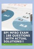 BPI MFBO EXAM | 188 QUESTIONS | WITH ACTUAL SOLUTIONS!!