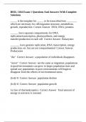 BIOL 1104 Exam 1 Questions And Answers With Complete Solutions