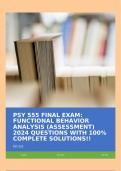 PSY 555 FINAL EXAM: FUNCTIONAL BEHAVIOR ANALYSIS (ASSESSMENT) 2024 QUESTIONS WITH 100% COMPLETE SOLUTIONS!!