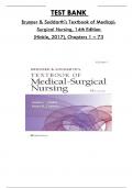 Test Bank For Brunner & Suddarth's Textbook of Medical Surgical Nursing, 14th Edition By Hinkle, Consists of 73 Complete Chapters, ISBN: 978-1496347992