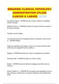 BREAKER; CLINICAL PATHOLOGY ADMINISTRATION CPL250 (LAB350 & LAB400) EXAM