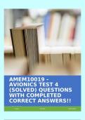 AMEM10019 - AVIONICS TEST 4 (INS, EFIS, SI, ADF, GPS, SVR-DFDR, FMS) SOLVED QUESTIONS WITH COMPLETED CORRECT ANSWERS!!