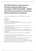 NR 548 Psychiatric Assessment for Psychiatric-Mental Health Nurse Practitioner PRACTICE EXAM 1, NR548-Psychiatric Assessment for Psychiatric-Mental Health Nurse Practitioner