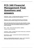 FCS 340 Financial Management Final Questions and answers.