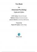 Abnormal Psychology Test Bank 18th Edition by Jill Hooley, Questions and Answers - All Chapters