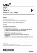 AQA GCSE FRENCH Foundation Tier QP(8658/SF:Paper 2 Speaking)2024