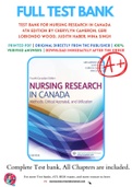 Test Bank For Nursing Research in Canada 4th Edition By Cherylyn Cameron; Geri LoBiondo Wood; Judith Haber; Mina Singh 9781771720984 Chapter 1-20 Complete Guide .