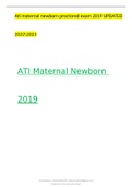 ATI MATERNAL NEWBORN PROCTORED EXAM 2019 Exam Study Guide Questions and Answers (2022/2023) (Verified Answers by Expert)