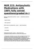 NUR 223 Antipsyhotic Medications with 100- fully solved questions(graded A+).