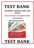 Test Bank for Journey Across the Life Span: Human Development and Health Promotion, 6th Edition by Polan