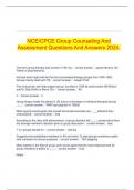 NCE/CPCE Group Counseling And Assessment Questions And Answers 2024.