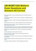 UM MGMT1000 Midterm Exam Questions and Answers All Correct 