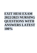 EXIT HESI EXAM 2022/2023 NURSING QUESTIONS WITH ANSWERS LATEST 100%