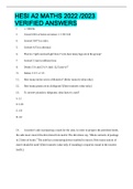 HESI A2 MATHS 2022 /2023 VERIFIED ANSWERS 