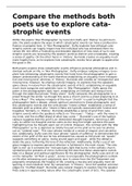 Compare the methods both poets use to explore catastrophic events (Carole Ann Duffy 'War Photographer' and John Burnside 'History')