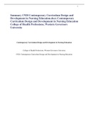 Summary C920 Contemporary Curriculum Design and Development in Nursing Education  Contemporary Curriculum Design and Development in Nursing Education College of Health Professions, Western Governors University