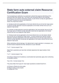 State farm auto external claim Resource Certification Exam (Questions and Answers)