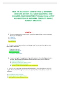 NUR 198 MATERNITY EXAM 3 FINAL (2 DIFFERENT VERSIONS )LATEST 2022-2024 QUESTIONS  AND ANSWERS /NUR198 MATERNITY FINAL EXAM LATEST ALL QUESTIONS & ANSWERS  COMPLETE EXAM | ALREADY GRADED A