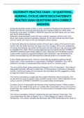 MATERNITY PRACTICE EXAM - 50 QUESTIONS., NURSING, EVOLVE OBSTETRICS/MATERNITY PRACTICE EXAM QUESTIONS WITH CORRECT ANSWERS