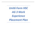 HSC AG 3 Work Experience Placement Plan latest update 