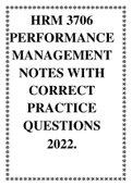 HRM 3706 PERFORMANCE MANAGEMENT NOTES WITH CORRECT PRACTICE QUESTIONS  2022.