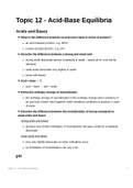 A Level Edexcel Chemistry - Topic 12 - Acid-Base Equilibria