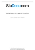 MENTAL HEALTH FINAL EXAM 1 ATI QUESTIONS