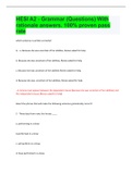 HESI A2 - Grammar (Questions) With  rationale answers. 100% proven pass  rate