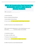 OSHA 30 Construction Test Answer Key MANAGING SAFETY AND HEALTH Already Graded A