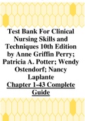 Test Bank For Clinical Nursing Skills and Techniques 10th Edition by Anne Griffin Perry; Patricia A. Potter; Wendy Ostendorf; Nancy Laplante Chapter 1-43 Complete Guide