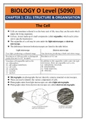 CHAPTER 1 – CELL STRUCTURE & ORGANISATION