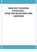 HESI EXIT EXAM RN  (UPDATED) - OVER 500 QUESTIONS AND ANSWERS