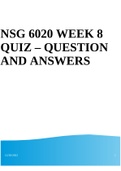 NSG 6020 WEEK 8 QUIZ – QUESTION AND ANSWERS