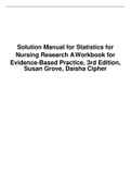 Solution Manual for Statistics for Nursing Research A Workbook for Evidence-Based Practice, 3rd Edition, Susan Grove, Daisha Cipher