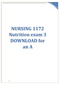 NURSING 1172 Nutrition exam 3 DOWNLOAD for an A+