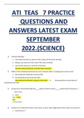 ATI TEAS 7 PRACTICE QUESTIONS AND ANSWERS LATEST EXAMS.SEPTEMBER 2022.(SCIENCE)