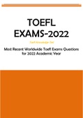 TOEFL EXAMS-2022 Most Recent Worldwide Toefl Exams Questions for 2022 Academic Year