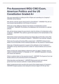 Pre-Assessment WGU C963 , American Politics and the US Constitution Graded A+