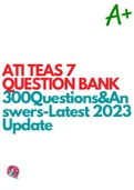 ATI TEAS 7 QUESTION BANK 300 Questions&Answers-Latest 2023 Update