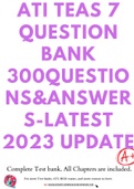 ATI TEAS 7 QUESTION BANK 300Questions&Answers-Latest 2023 Update