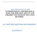 PATHOPHYSIOLOGY THE BIOLOGICAL BASIS FOR DISEASEIN ADULTS AND CHILDREN TEST BANK BY MCCANCE, HUETHER ALL CHAPTERS QUESTIONS AND ANSWERES