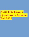 ACC 4302 Exam 2 Questions & Answers Fall 2022