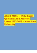 ACCT MISC – SU12 Exam Questions And Answers Latest 2022/2023 – Kent State University