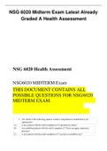 NSG 6020 Midterm Exam Latest Graded A Health Assessment.