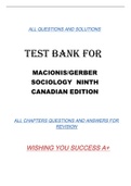 TEST BANK FOR MACIONIS/GERBER SOCIOLOGY NINTH CANADIAN EDITION