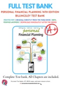 Test Bank for Personal Financial Planning 14th Edition By Randy Billingsley; Lawrence J. Gitman; Michael D. Joehnk Chapter 1-15 Complete Guide