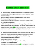 LETRS unit 1 session 1.docx  Questions with 100% Correct Answers UPDATED 2022